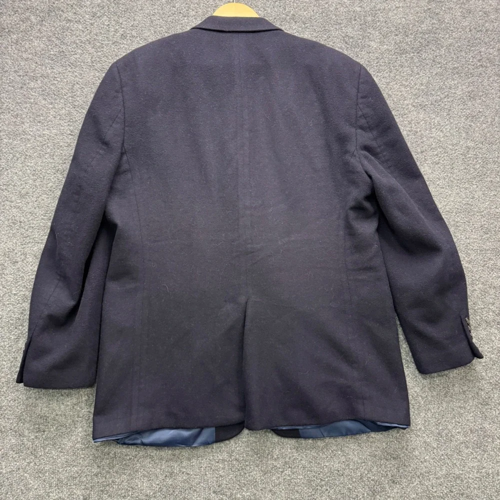 Lauren Ralph Lauren Wool Silk Cashmere Blazer Mens 44L Navy Blue Long Dress‎